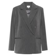 Gestuz Grå Pinstripe Oversized Blazer Gray, Dam