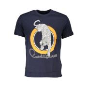 Cavalli Class Blå Bomull T-shirt med Tryckt Logotyp Blue, Herr