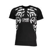 Cavalli Class Svart Bomull T-shirt med Tryck Logo Black, Herr