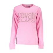 Cavalli Class Rosa Rhinestone Crew Neck Sweatshirt Pink, Dam