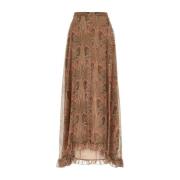 Etro Blommig Crepekjol Brown, Dam