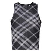 Burberry Vintage Check Print Sleeveless Sweater Gray, Herr