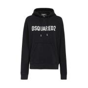 Dsquared2 Logo Print Bomullshoodie Black, Dam