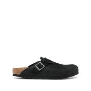 Birkenstock Svarta Mocka Sandaler Spänne-Slip-On Black, Herr