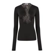 Nina Ricci Svart Spetsinsats Topp Black, Dam