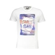 Cavalli Class Tryck Logo Kortärmad Bomull T-shirt White, Herr