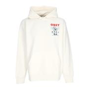 Obey Lättvikts huva tröja Clear Power Fleece White, Herr