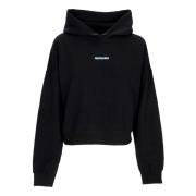 Propaganda Svart Cropped Hoodie med Ribbor Black, Dam