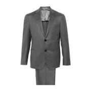 Corneliani Grå Pinstripe Ull Kostym Set Gray, Herr