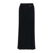 Kiton Metallic Wool Pencil Skirt Black, Dam