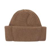 Fedeli Räfflad Cashmere Beanie i Toffee Brun Brown, Dam