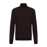 Kiton Lyxig Ull Polo Hals Jumper Brown, Herr