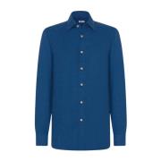 Kiton Houndstooth Flanellskjorta Blue, Herr