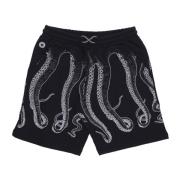 Octopus Svarta Sweatshorts med Tentakeltryck Black, Herr