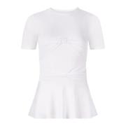 Nina Ricci Vit Peplum T-shirt med Bågdetalj White, Dam