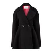 Nina Ricci Svart Ull Cinched Midjekappa Black, Dam