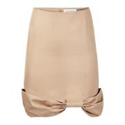 Nina Ricci Beige Bomull Bow Peplum Midi Kjol Beige, Dam