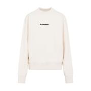 Jil Sander Bomullsweatshirt i Dune-färg White, Dam