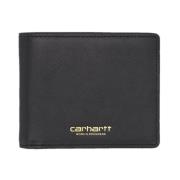 Carhartt Wip Svart/Guld Läder Billfold Plånbok Herr Black, Herr