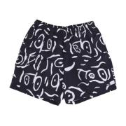 Obey Svart Multi Shorts Elastisk Dragsko Ficka Black, Herr