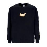 HUF Svart kursiv Crewneck Sweatshirt Black, Herr