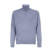 Etro Räfflad Virgin Wool Turtleneck Sweater Blue, Herr