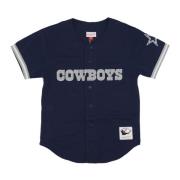 Mitchell & Ness Dallas Cowboys Mesh T-Shirt NFL Button Front Blue, Her...