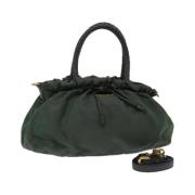 Prada Vintage Pre-owned Nylon handvskor Green, Dam