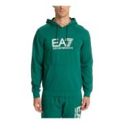 Emporio Armani EA7 Dragsko Hoodie Logo Mönstrad Enfärgad Green, Herr