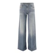 Diesel Flared Denim Jeans med Tvättad Effekt Blue, Dam