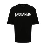 Dsquared2 Svart Logo Print Jersey T-shirt Black, Herr