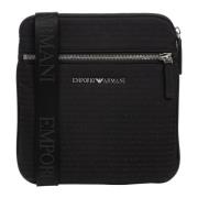 Emporio Armani Logo Crossbody Väska med Justerbar Rem Black, Herr