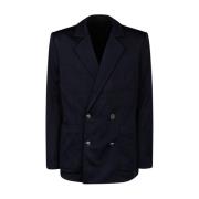 Balmain Navy Blue Mini Monogram Blazer Blue, Herr