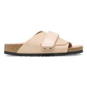 Birkenstock Beige Kyoto Läder Sandaler Beige, Dam