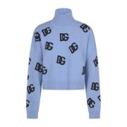 Dolce & Gabbana Hög Hals Sweaters Blue, Dam