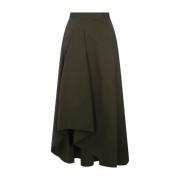 Alexander McQueen Grön Bomull Poplin Midi Kjol Green, Dam