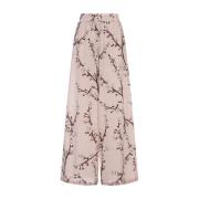 Alexander McQueen Rosa Blommig Wide-Leg Byxor Pink, Dam