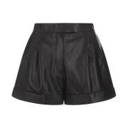 Alexander McQueen Svarta Läder High-Waisted Shorts Black, Dam