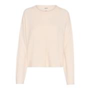 Soaked in Luxury Boxy Crew-Neck Stickad Vitgrå Beige, Dam