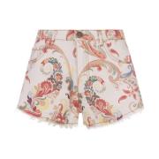 Etro Blommig Paisley High-Waisted Shorts Multicolor, Dam