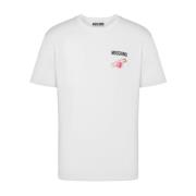 Moschino Logo Print Crew Neck T-shirts White, Herr