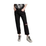 One Teaspoon Svarta bomullsjeans med utskurna knän Black, Dam