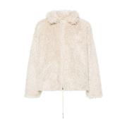 Marni Faux Shearling Logo Patch Jacka Beige, Herr