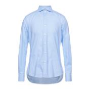 Aquascutum Broderad Logotyp Bomullsskjorta Blue, Herr