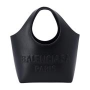 Balenciaga Präglad Logotyp Läderhandväska Black, Dam