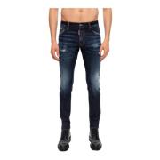 Dsquared2 Slim Fit Blå Jeans med Patchat Logo Blue, Herr