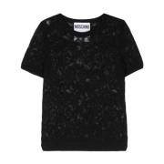 Moschino Svart Jacquard Crew Neck Sweater Black, Dam