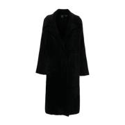 Pinko Faux-Fur Notched Lapel Coat Black, Dam