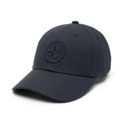 Stone Island Blå Bomull Broderad Kompass Logo Hatt Blue, Herr