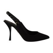 Dolce & Gabbana Svarta Sidenblandning Lori Slingback Pumps Black, Dam